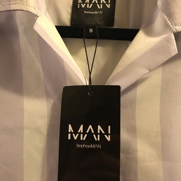 BoohooMAN short sleeve revere collar striped shirt - Picture 3 of 4